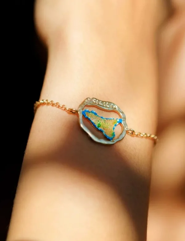 Crisafi Gioielli Bracciale Medaglia Sicilia Smaltato - Terra del Sole> Bracciali