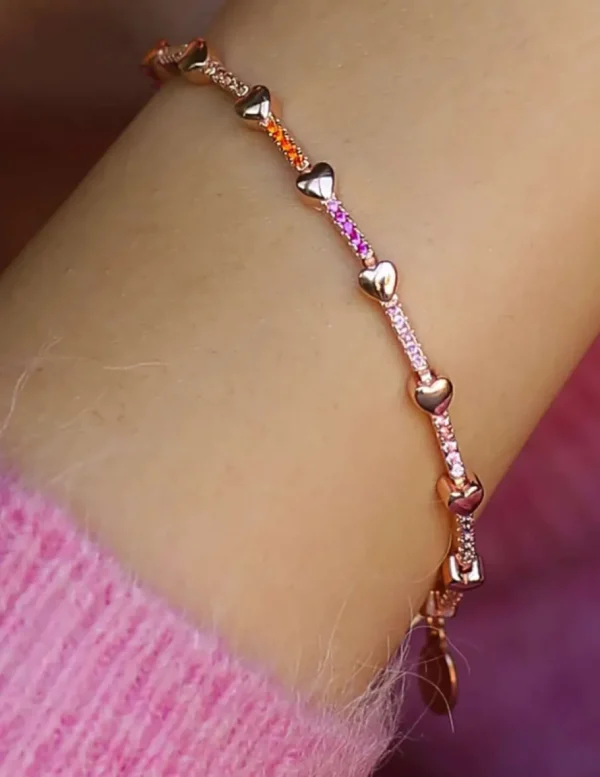 Crisafi Gioielli Bracciale Tennis Multicolor Cuori> Bracciali