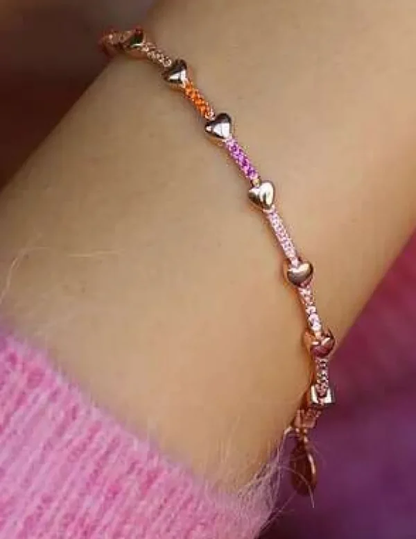 Crisafi Gioielli Bracciale Tennis Multicolor Cuori> Bracciali