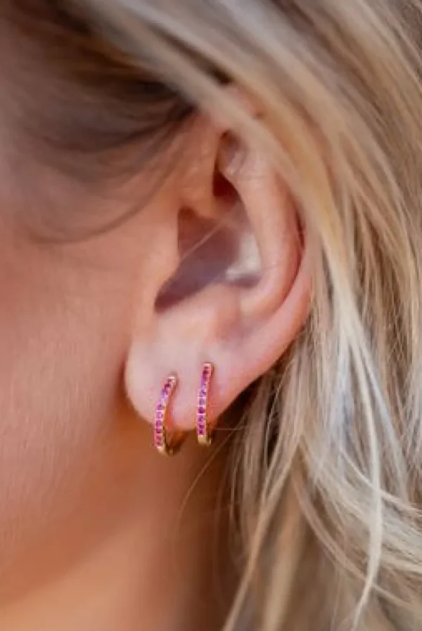 Crisafi Gioielli Cerchietti Micro Zirconati Fucsia> Orecchini