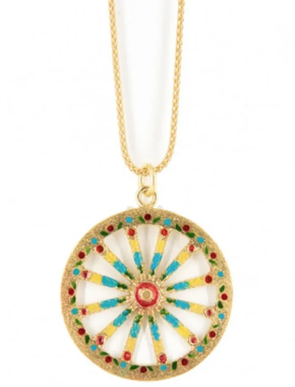 Crisafi Gioielli Collana Ciondolo Ruota Carretto Siciliano Smaltato - Terra del Sole> Collane