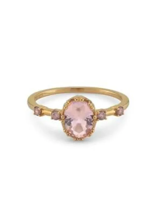 Crisafi Gioielli 24 Kae Anello Pietra Ovale Rosa Antico> 24 Kae
