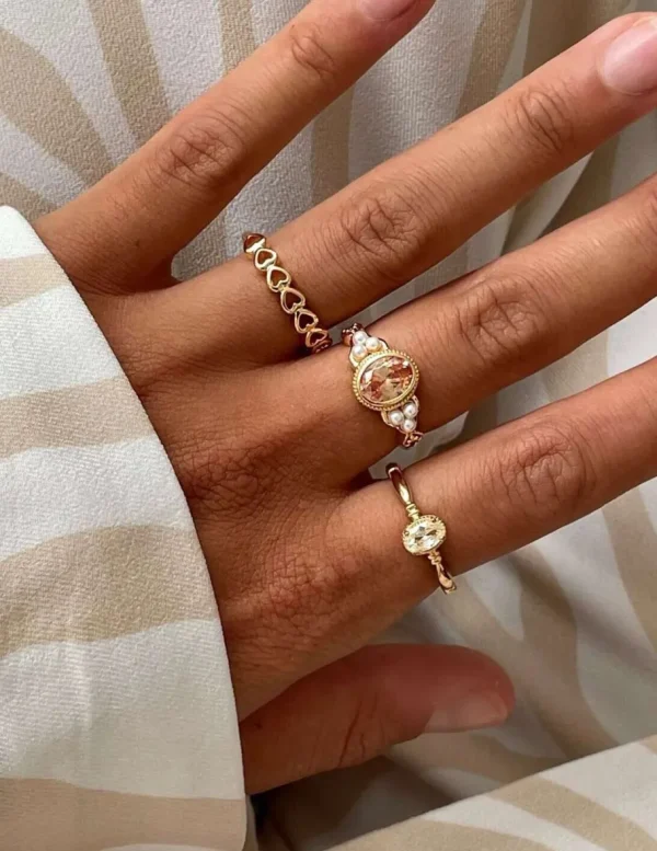 Crisafi Gioielli 24 Kae Anello Pietra Ovale Perline> 24 Kae