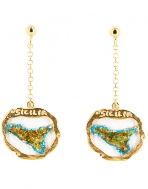 Crisafi Gioielli Orecchini Medaglia Sicilia Smaltati - Terra del Sole> Orecchini