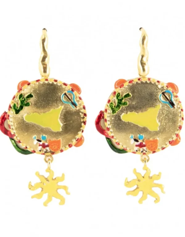 Crisafi Gioielli Orecchini Tamburello Siciliano Smaltati - Terra del Sole> Orecchini